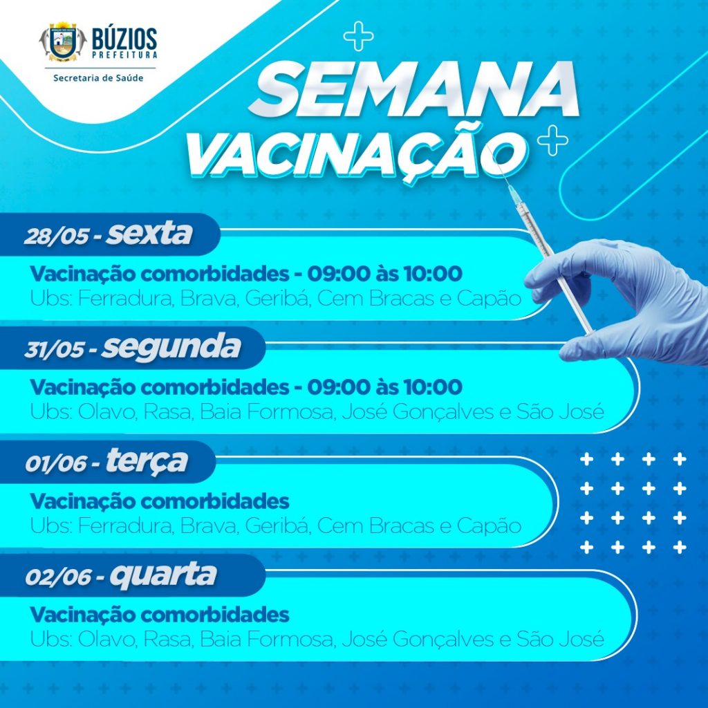 Buzios Divulga Novo Calendario De Vacinacao Para Portadores De Comorbidades Prefeitura Municipal De Buzios