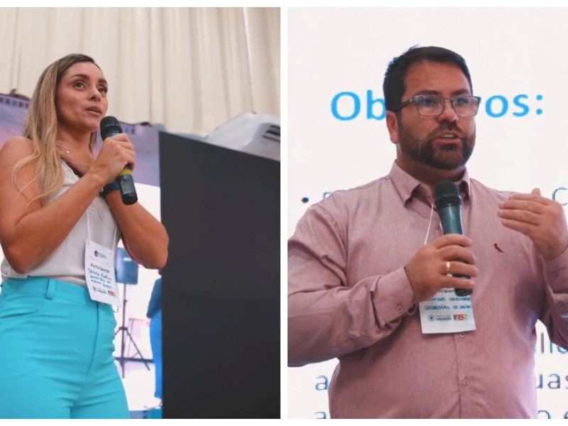 A secretária da Mulher, Daniela Guimarães, e o secretário de saúde, Leônidas Heringer